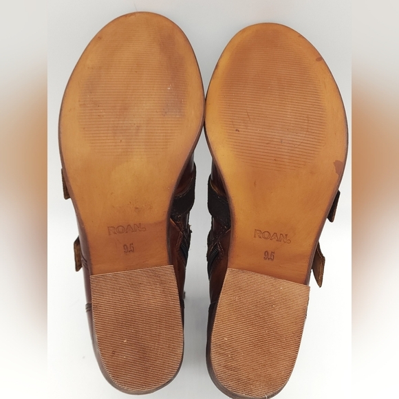 Roan by Bed Stu Zoey Tan Stacked Heel Buckle Ankle Boots Women's Size 9.5 - Picture 15 of 15